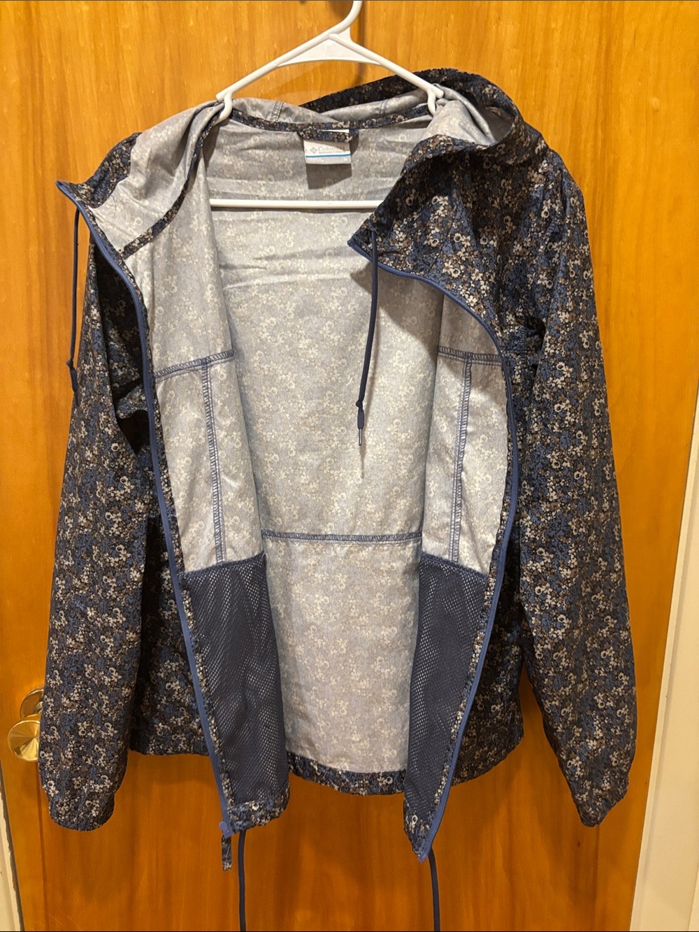 Columbia Blue Floral Hooded Windbreaker Jacket - Picture 9 of 10